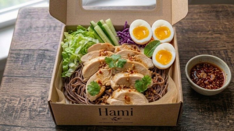 Bún Gạo Lứt Trứng Luộc Ức Gà