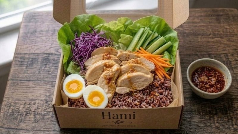 Cơm Gạo Lứt Trứng Luộc Ức Gà
