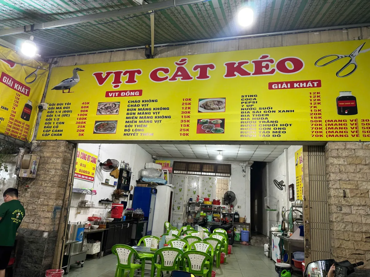 Bảng giá thực đơn chi tiết tại quán Vịt Cắt Kéo Gò Vấp