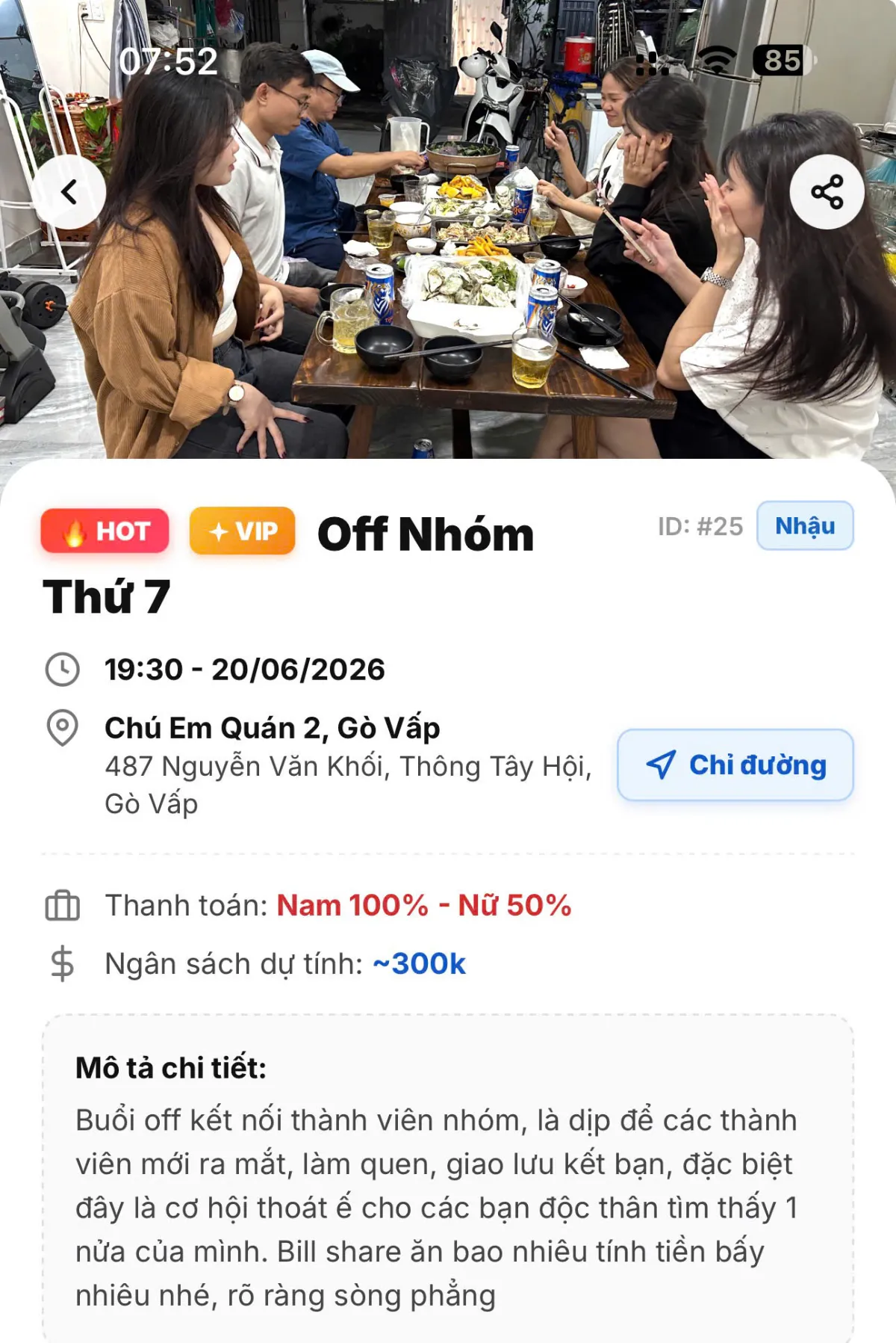 Giao diện hiển thị nhóm Offline VIP trên siêu ứng dụng Nowhenho