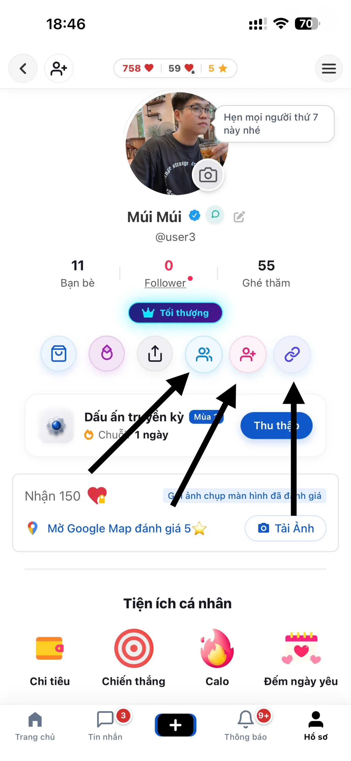 Ba nút chức năng dành riêng cho quản lý của Người se duyên